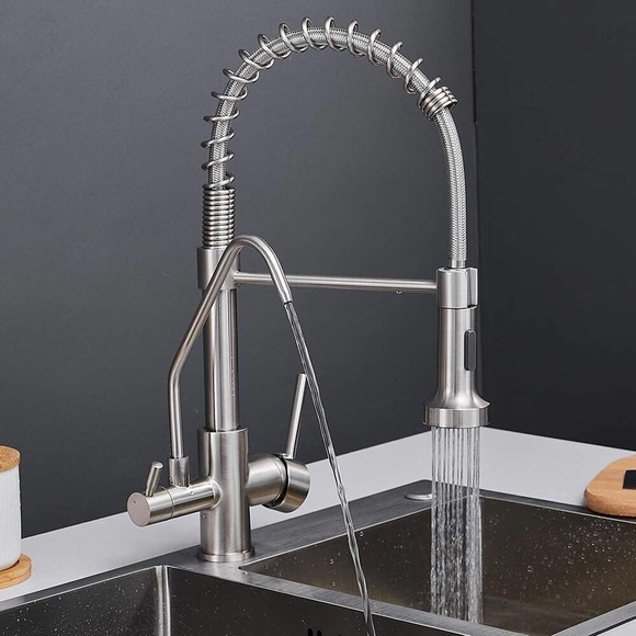 OWOFAN Commercial Faucet 3 in 1 brass brushed nickel 0192SN - Picture 6 of 7